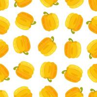 Seamless pattern with pepper in flat style on white background. Healthy food. Cartoon bell pepper in flat style. Vegetable. Pattern for textile, wrapping paper, background. vector
