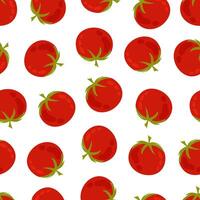 Seamless pattern with tomato in flat style on white background. Healthy food. Cartoon tomato in flat style. Vegetable. Pattern for textile, wrapping paper, background. vector