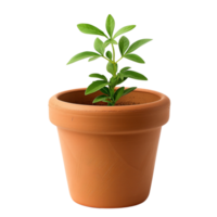 A simple terracotta flower pot isolated on a transparent background png