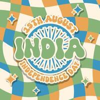 india independence day background in retro groovy style 15 august vector