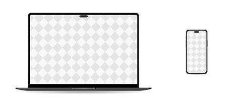 Mock-up screen 2023-2024 yers. Set devices black colors. Laptop pro and air, Computer monitor, Tablet and Smartphone vector