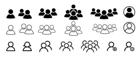 Line icons about people. Thin line icon set. Symbol collection in transparent background. Editable stroke. vector