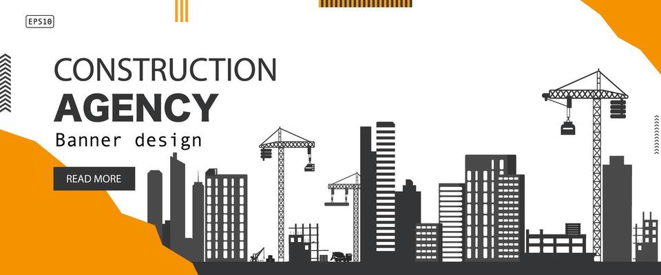 Black silhouette of a construction site isolated on transparent background. Construction cranes over buildings.