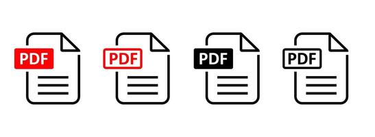 PDF file format icons set. Format information, Document text vector