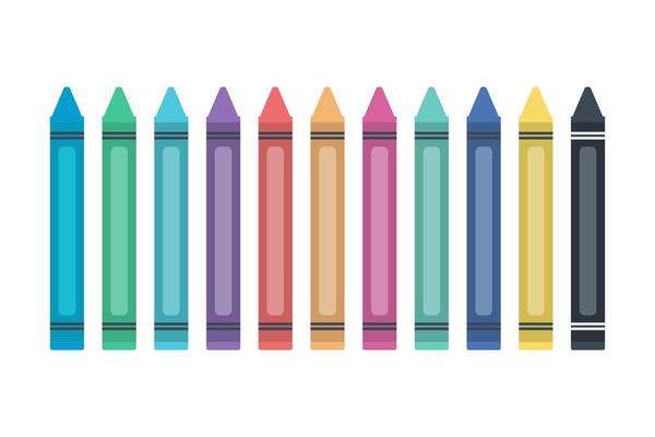 Set of Crayon With Many Color Isolated Background.