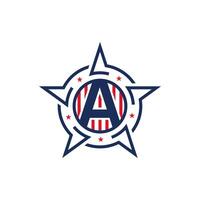 American Patriotic A Logo with Star and Flag. Letter A Patriotic Logo Design vector