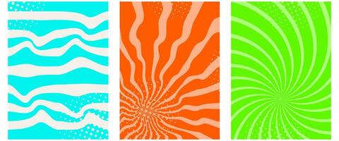 Groovy pop art backgrounds. Waves, swirl, twirl pattern. Twisted and distorted texture in trendy retro psychedelic style. Y2k aesthetic vector