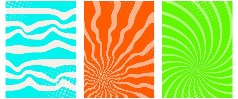 Groovy pop art backgrounds. Waves, swirl, twirl pattern. Twisted and distorted texture in trendy retro psychedelic style. Y2k aesthetic