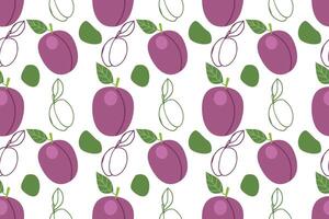 A big beautiful plum. Icon of a healthy fruit, a fresh plum with a leaf, a source of vitamins. Icon for app about products, alphabet. flat illustration, cartoon style. vector