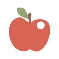 Flat Hand Drawn doodle Style Illustration with Simple Red Apple on a White Background. Modern Print with Ripe Apple ideal for Wall Art, Poster, Card, Decoration. Health vitamin fruit . vector