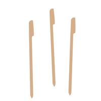 skewers wooden bamboo pointed tip stick thin isolated on white background, wood skewers used to hold pieces foods, tipped chopsticks for skewer barbecue, skewer sticks vector