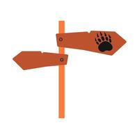 Amazing of signpost in flat style, direction board or information board icon ,forest indicator wild life for hiking ,camping and tourist design . vector