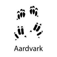 Aardvark paw print black isolate on white background .African animal illustration, wild animal doodle style for different design uses , book, banner , flayer or fabric pattern. vector