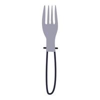 Metal fork, illustration, on a white background. Travel fork for camping or hiking tools design . vector