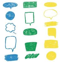 Crayon texture color scribble and frame set. vector
