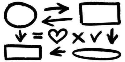 Doodle sketch style of Hand drawn lines, Arrows, circles and curves illustration for concept design. vector