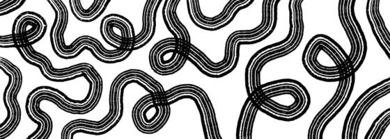 Abstract modern geometric curved Wavy and swirled brush strokes ornament background. abstract shapes in doodle grunge style. vector