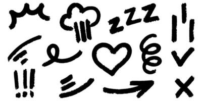 set of Hand drawn doodle expression sign for concept design isolated on white background. vector