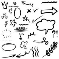 set of Hand drawn doodle elements for concept design isolated on white background. vector