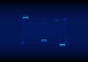 The touchscreen display is futuristic on a blue high-tech abstract background. Technology product frame. Cyberspace dashboard. For games. Sci-fi design. vector