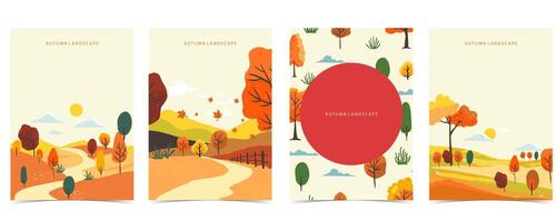 autumn background with beautiful natural scene for a4 vertical design vector