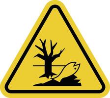 Pollutants sign. Ecological danger to environment. Health risks. Failure to comply with safety rules will lead to environmental problems. Environmental pollution. Warning yellow triangular road sign. vector