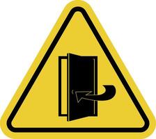 Keep door closed sign. Make sure door is closed after going through it. Ensuring safety, maintaining temperature conditions, preventing spread of smoke or fire. Warning yellow triangular sign. vector