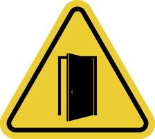 Keep door closed sign. Make sure door is closed after going through it. Ensuring safety, maintaining temperature conditions, preventing spread of smoke or fire. Warning yellow triangular sign. vector