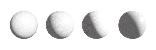 Dotwork 3D Spheres set. Grain texture effect vector