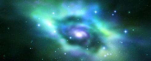 Space background with realistic nebula and shining stars. Magic colorful galaxy with stardust vector