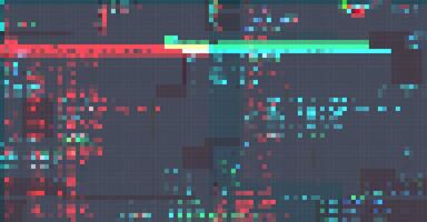 Trendy glitch pattern on dark background. Abstract geometric elements vector