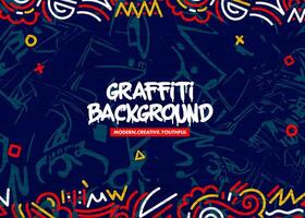 Abstract graffiti background with scribbles and graphic elements style. Street art graffiti urban wall art theme in format. vector