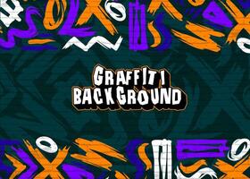 Abstract graffiti background with scribbles and graphic elements style. Street art graffiti urban wall art theme in format. vector