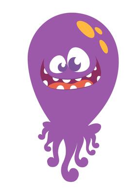 Funny cartoon monster character. Illustration of cute and happy alien creature for Halloween