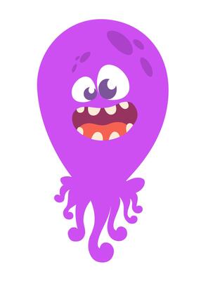 Funny cartoon monster character. Illustration of cute and happy alien creature for Halloween