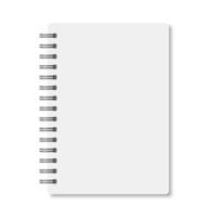White realistic a6 notebook opened with shadows vector