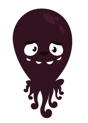Funny cartoon monster character. Illustration of cute and happy alien creature for Halloween