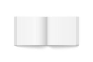 mockup of paperback square book spread with white cover isolated. Realistic book, brochure or booklet template opened on white background. 3d illustration. vector
