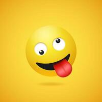 Happy smiling crazy emoticon with stuck out tongue vector