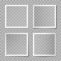 set of white square photo card frames vector