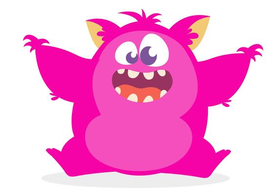 Funny cartoon monster character. Illustration of cute and happy alien creature for Halloween