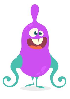 Funny cartoon monster character. Illustration of cute and happy alien creature for Halloween