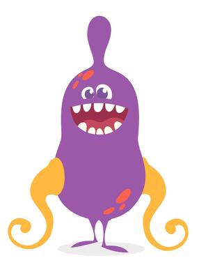 Funny cartoon monster character. Illustration of cute and happy alien creature for Halloween