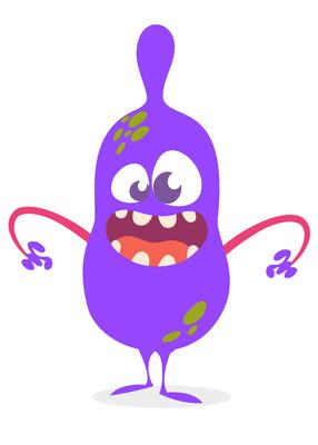 Funny cartoon monster character. Illustration of cute and happy alien creature for Halloween