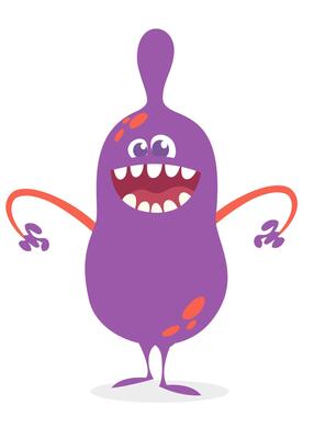 Funny cartoon monster character. Illustration of cute and happy alien creature for Halloween