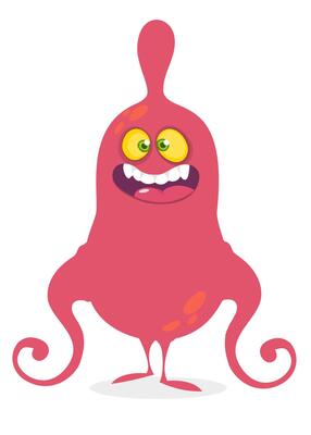 Funny cartoon monster character. Illustration of cute and happy alien creature for Halloween