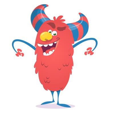 Funny cartoon monster character. Illustration of cute and happy alien creature for Halloween