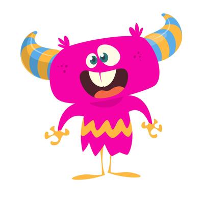 Funny cartoon monster character. Illustration of cute and happy alien creature for Halloween party decoration or package design.