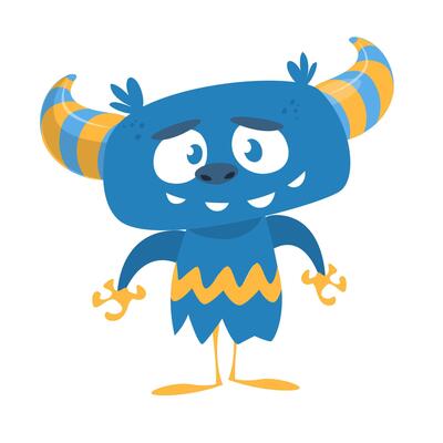 Funny cartoon monster character. Illustration of cute and happy alien creature for Halloween party decoration or package design.