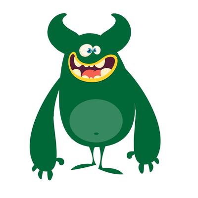 Funny cartoon monster character. Illustration of cute and happy alien creature for Halloween party decoration or package design.